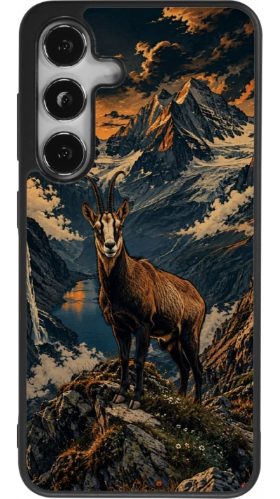 Coque Samsung Galaxy S24 - Silicone rigide noir Linocut Chamois
