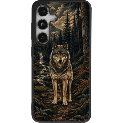 Samsung Galaxy S24 Case Hülle - Silikon schwarz Linocut Wold