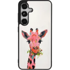 Samsung Galaxy S24 Case Hülle - Silikon schwarz Pink Girafe Paint