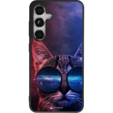 Coque Samsung Galaxy S24 - Silicone rigide noir Red Blue Cat Glasses