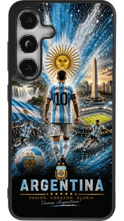 Coque Samsung Galaxy S24 - Silicone rigide noir Football Argentine splash 2026