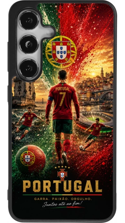 Coque Samsung Galaxy S24 - Silicone rigide noir Football Portugal splash 2026