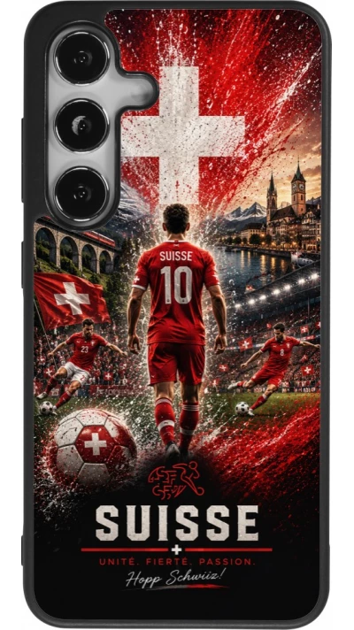 Coque Samsung Galaxy S24 - Silicone rigide noir Football Suisse splash 2026