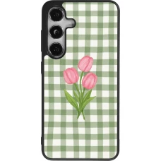 Coque Samsung Galaxy S24 - Silicone rigide noir Green vichy tulips Spring 2026