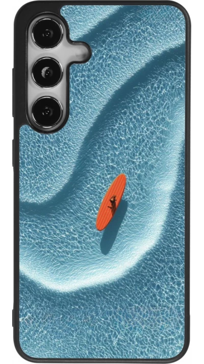 Coque Samsung Galaxy S24 - Silicone rigide noir Orange surf Summer 2026