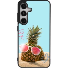 Coque Samsung Galaxy S24 - Silicone rigide noir Pineapple with glasses Summer 2026