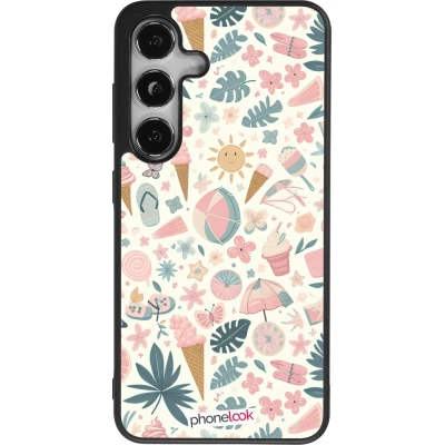 Coque Samsung Galaxy S24 - Silicone rigide noir Summer Pink Pattern
