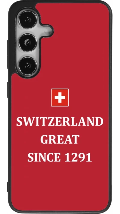 Coque Samsung Galaxy S24 - Silicone rigide noir Switzerland Great Since 1291