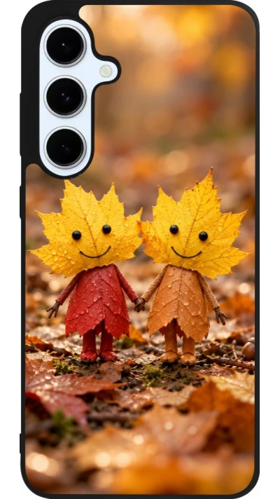 Coque Samsung Galaxy S24 FE - Silicone rigide noir Autumn 26 Couple of leaves