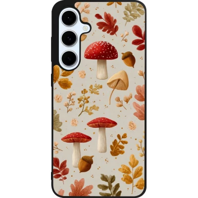 Coque Samsung Galaxy S24 FE - Silicone rigide noir Autumn 26 Mushrooms and leaves