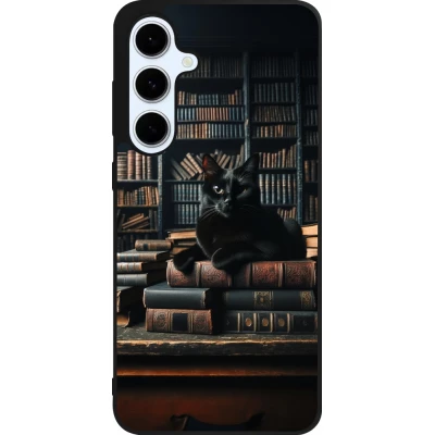 Samsung Galaxy S24 FE Case Hülle - Silikon schwarz Katze Bücher dunkel