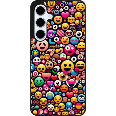 Coque Samsung Galaxy S24 FE - Silicone rigide noir Emoji Mix Color