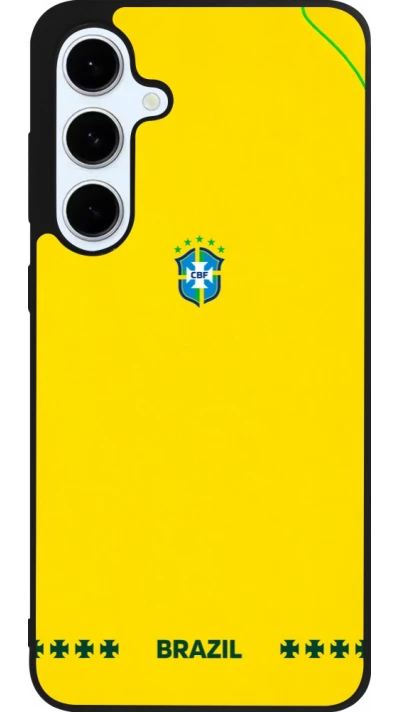 Coque Samsung Galaxy S24 FE - Silicone rigide noir Maillot de football Bresil 2026 personnalisable