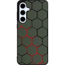 Coque Samsung Galaxy S24 FE - Silicone rigide noir Geometric Line red