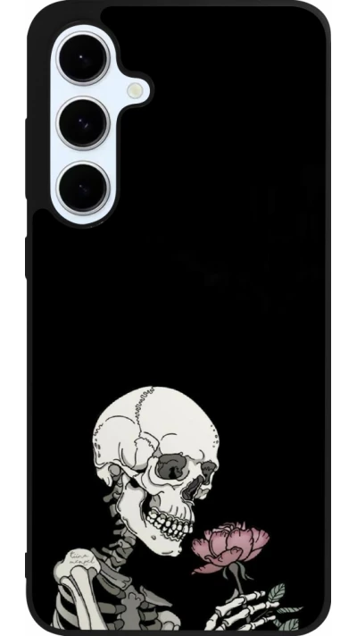 Samsung Galaxy S24 FE Case Hülle - Silikon schwarz Halloween 2023 rose and skeleton