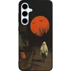 Samsung Galaxy S24 FE Case Hülle - Silikon schwarz Halloween 2025 Ghost on a bicycle