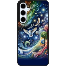 Samsung Galaxy S24 FE Case Hülle - Silikon schwarz Fliegender Blumen-Eule