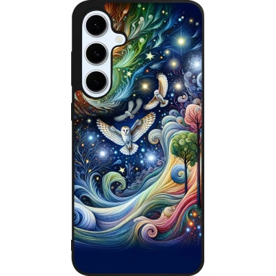Samsung Galaxy S24 FE Case Hülle - Silikon schwarz Fliegender Blumen-Eule