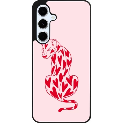Coque Samsung Galaxy S24 FE - Silicone rigide noir Leopard with hearts 2026