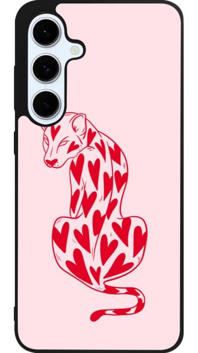 Samsung Galaxy S24 FE Case Hülle - Silikon schwarz Leopard with hearts 2026