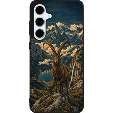 Samsung Galaxy S24 FE Case Hülle - Silikon schwarz Linocut Steinbock