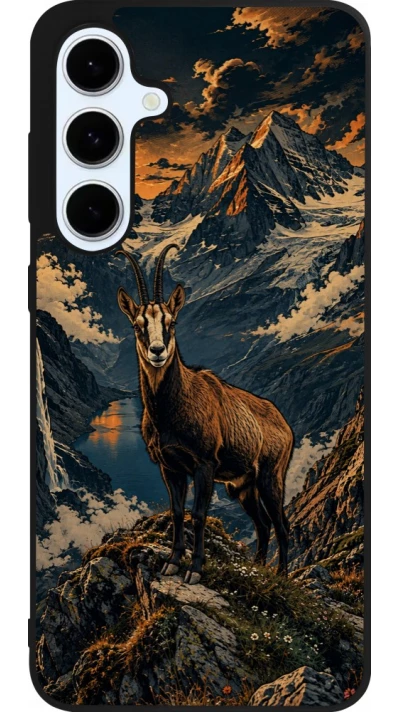Coque Samsung Galaxy S24 FE - Silicone rigide noir Linocut Chamois
