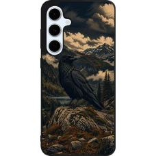 Samsung Galaxy S24 FE Case Hülle - Silikon schwarz Linocut Grosser Rabe