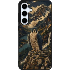 Samsung Galaxy S24 FE Case Hülle - Silikon schwarz Linocut Wanderfalke