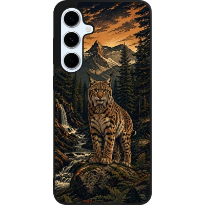 Samsung Galaxy S24 FE Case Hülle - Silikon schwarz Linocut Luchs