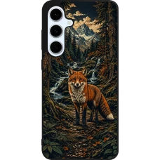 Samsung Galaxy S24 FE Case Hülle - Silikon schwarz Linocut Fuchs