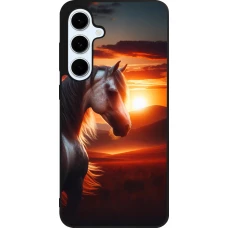 Coque Samsung Galaxy S24 FE - Silicone rigide noir Majestic Sunset Horse