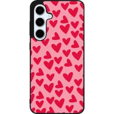 Coque Samsung Galaxy S24 FE - Silicone rigide noir Mom 2024 petits coeurs