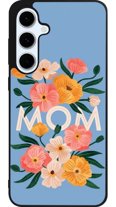 Coque Samsung Galaxy S24 FE - Silicone rigide noir Mom 2026 Flowers