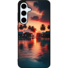 Coque Samsung Galaxy S24 FE - Silicone rigide noir Paradis Maldives