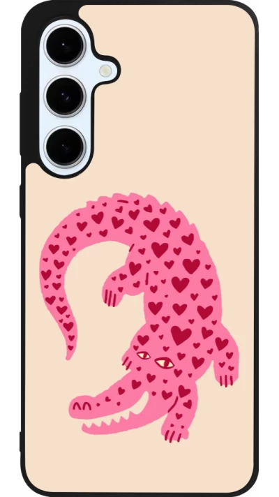 Samsung Galaxy S24 FE Case Hülle - Silikon schwarz Pink crocodile 2026