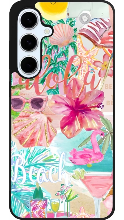 Samsung Galaxy S24 FE Case Hülle - Silikon schwarz Preppy Collage Aloha