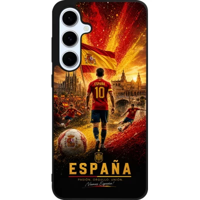 Coque Samsung Galaxy S24 FE - Silicone rigide noir Football Espagne splash 2026