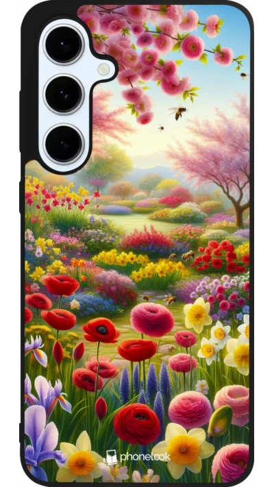 Coque Samsung Galaxy S24 FE - Silicone rigide noir Spring 25 Bouquet printemps