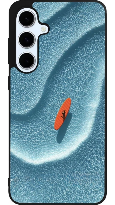 Coque Samsung Galaxy S24 FE - Silicone rigide noir Orange surf Summer 2026