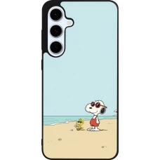 Coque Samsung Galaxy S24 FE - Silicone rigide noir Snoopy on the beach Summer 2026