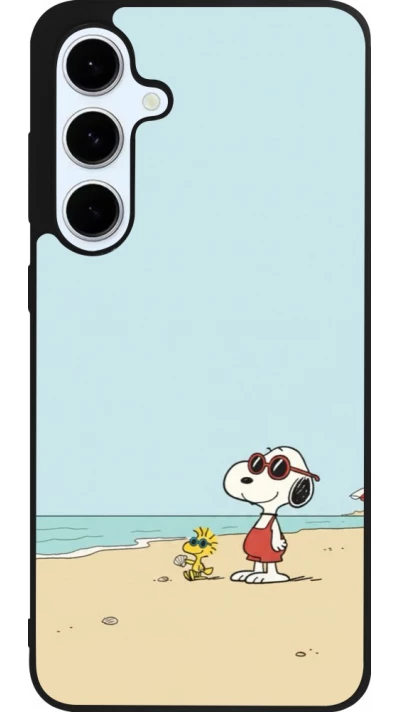 Coque Samsung Galaxy S24 FE - Silicone rigide noir Snoopy on the beach Summer 2026