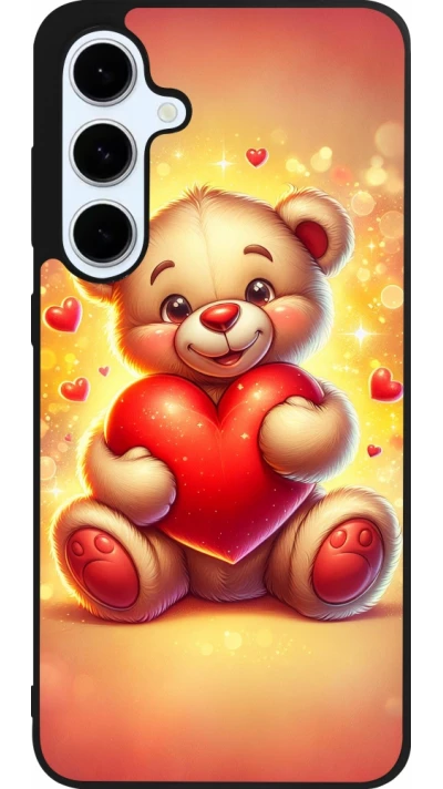 Coque Samsung Galaxy S24 FE - Silicone rigide noir Valentine 2024 Teddy love