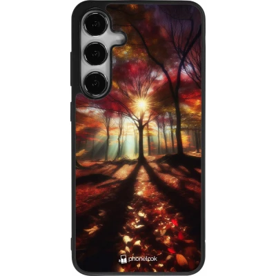 Coque Samsung Galaxy S24+ - Silicone rigide noir Automne doré glare
