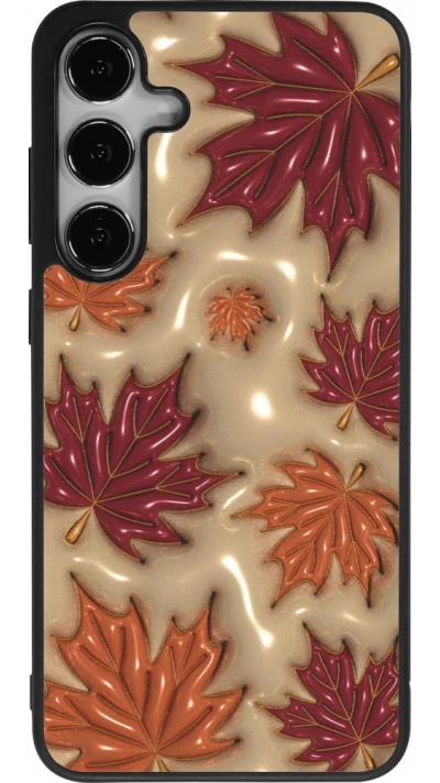 Coque Samsung Galaxy S24+ - Silicone rigide noir Autumn 26 3D leaves