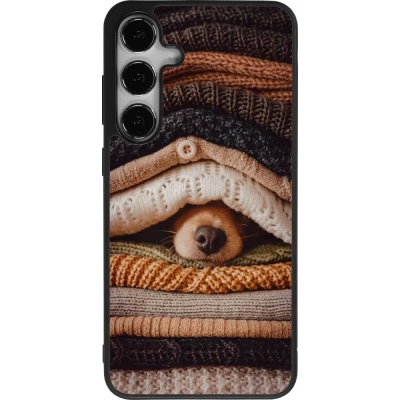 Coque Samsung Galaxy S24+ - Silicone rigide noir Autumn 26 Dog under the covers