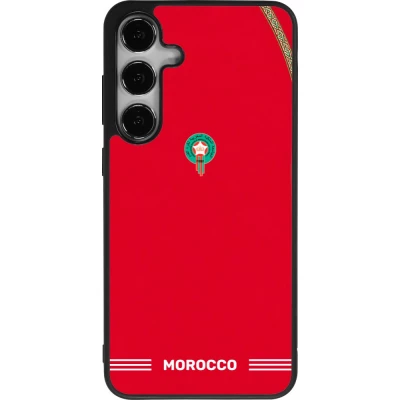 Coque Samsung Galaxy S24+ - Silicone rigide noir Maillot de football Maroc 2026 personnalisable