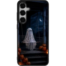 Coque Samsung Galaxy S24+ - Silicone rigide noir Halloween 2026 Ghost on a swing
