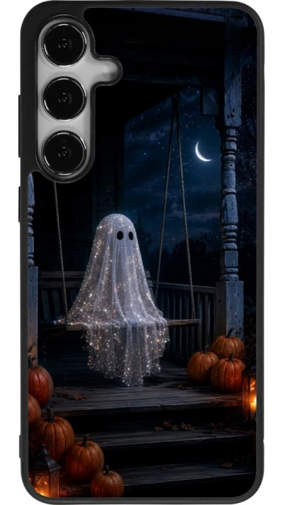 Coque Samsung Galaxy S24+ - Silicone rigide noir Halloween 2026 Ghost on a swing