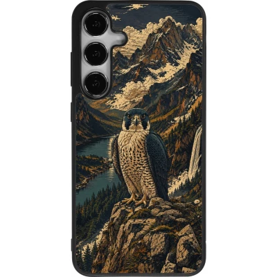 Coque Samsung Galaxy S24+ - Silicone rigide noir Linocut Faucun pèlerin