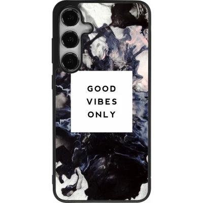 Coque Samsung Galaxy S24+ - Silicone rigide noir Marble Good Vibes Only